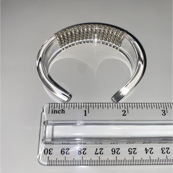 Clear Acrylic Lucite Cuff Bracelet With Crystals, Chunky Wide Crystal Cuff - Picture 6 of 11